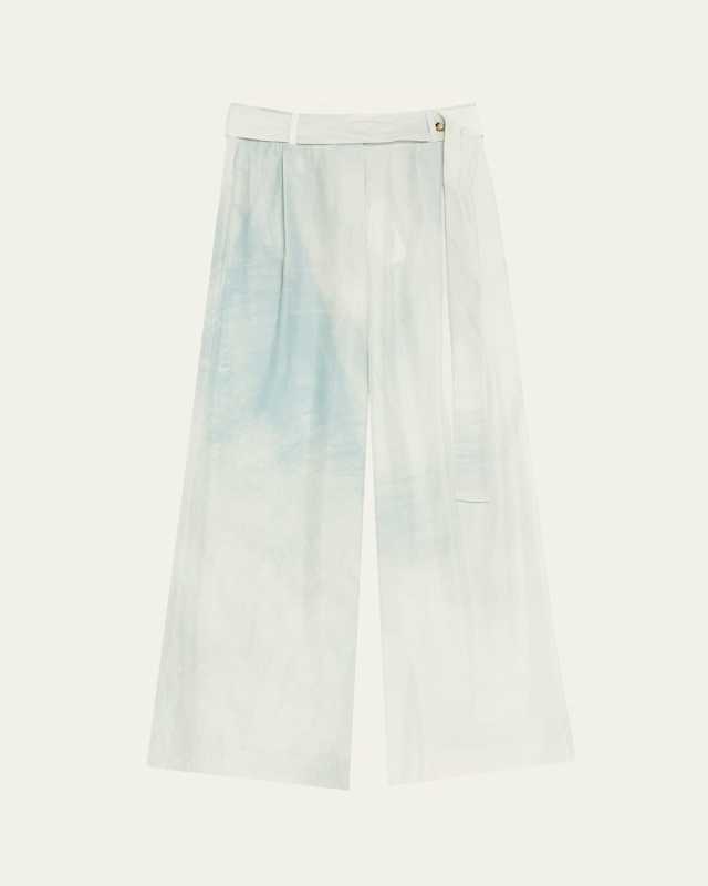 High-Rise Pleat Front Silk Habotai Pants